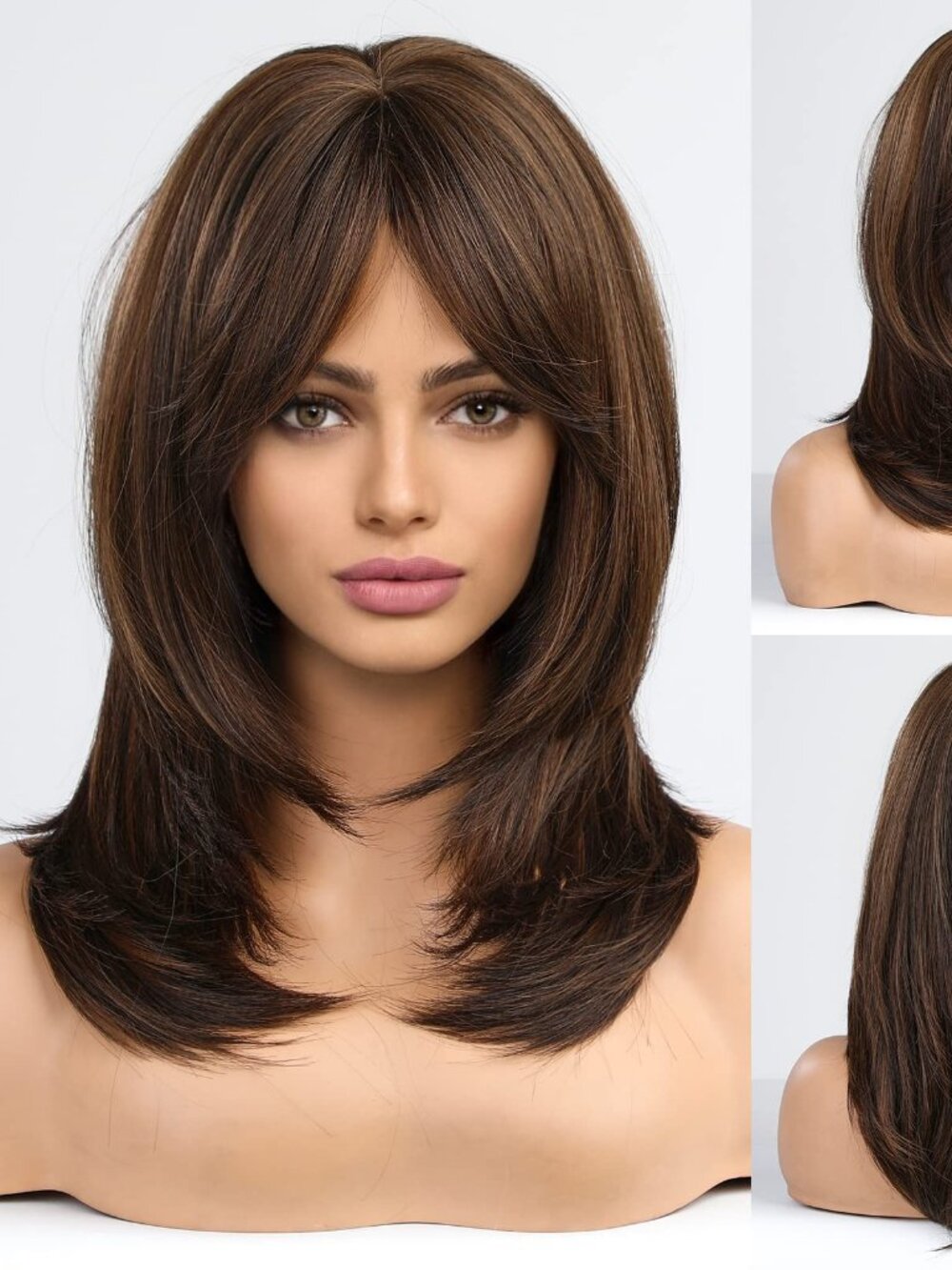 NEW Alanhair Brown Wig for Women, HAIRCUBE Long Layered Wig with Bangs